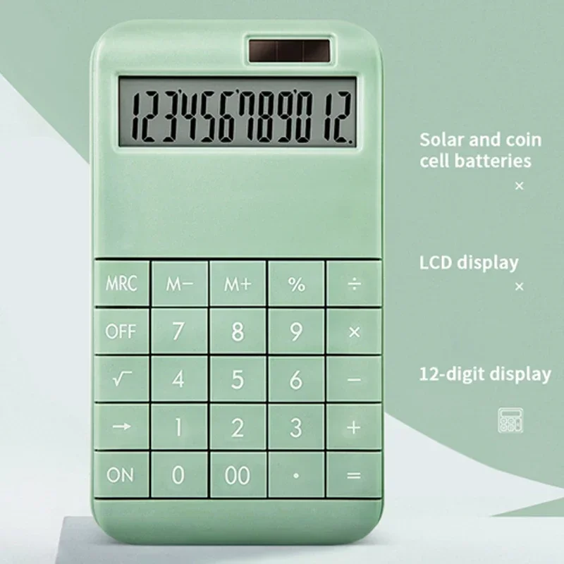 12-Digit Large LCD Display Calculator Standard Function Calculator with Solar & Battery Dual Power For Home Basic Desktop Office