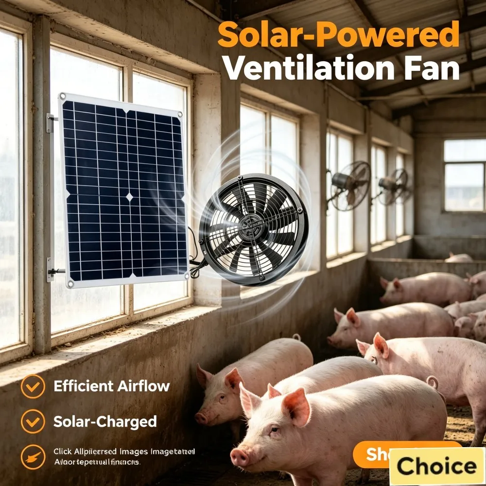 

15-25W Pet Livestock Common Solar Fan Kit Multi-scene Exhaust Fan for Kennel Coop Barn Outdoor Hut