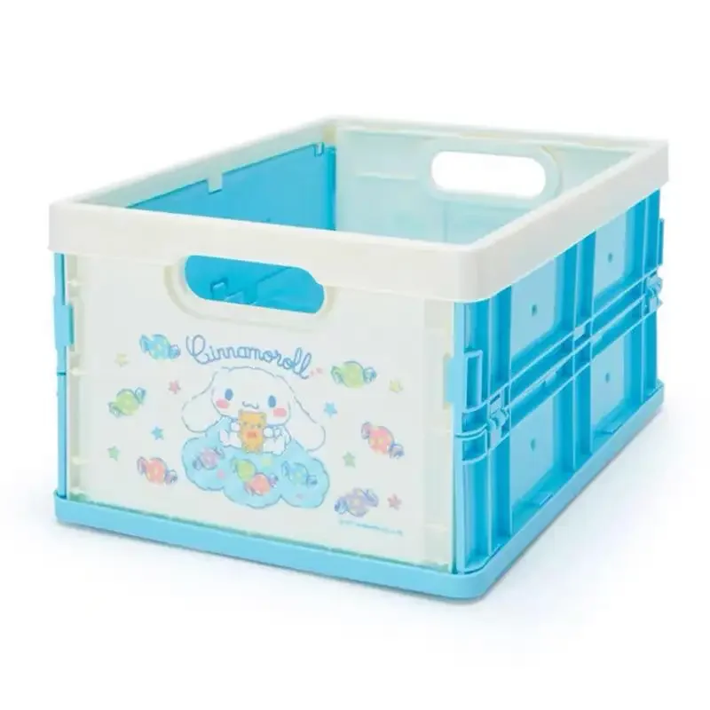 صندوق تخزين Hello Kittys Cinnamoroll Fold Cartoon Cosmetic Desktop حقائب بلاستيكية مقاومة للغبار للمرأة