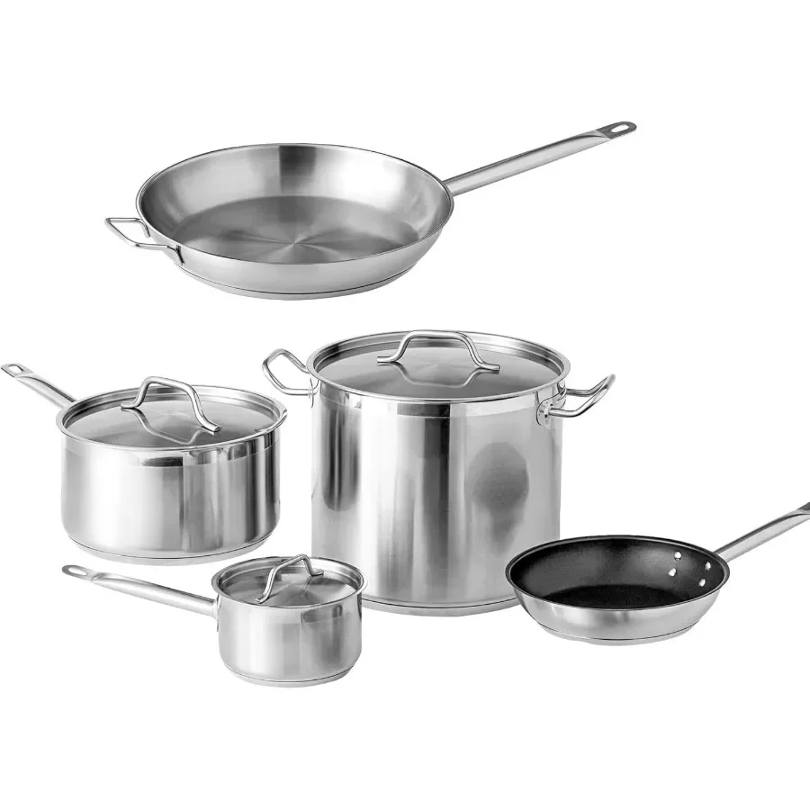 

Кастрюля из нержавеющей стали емкостью 6 и 2 литра, кастрюля 20 Qt с крышками, 9,5-дюймовая сковорода с антипригарным покрытием для домашней кухни, приготовления пищи, прочный повар