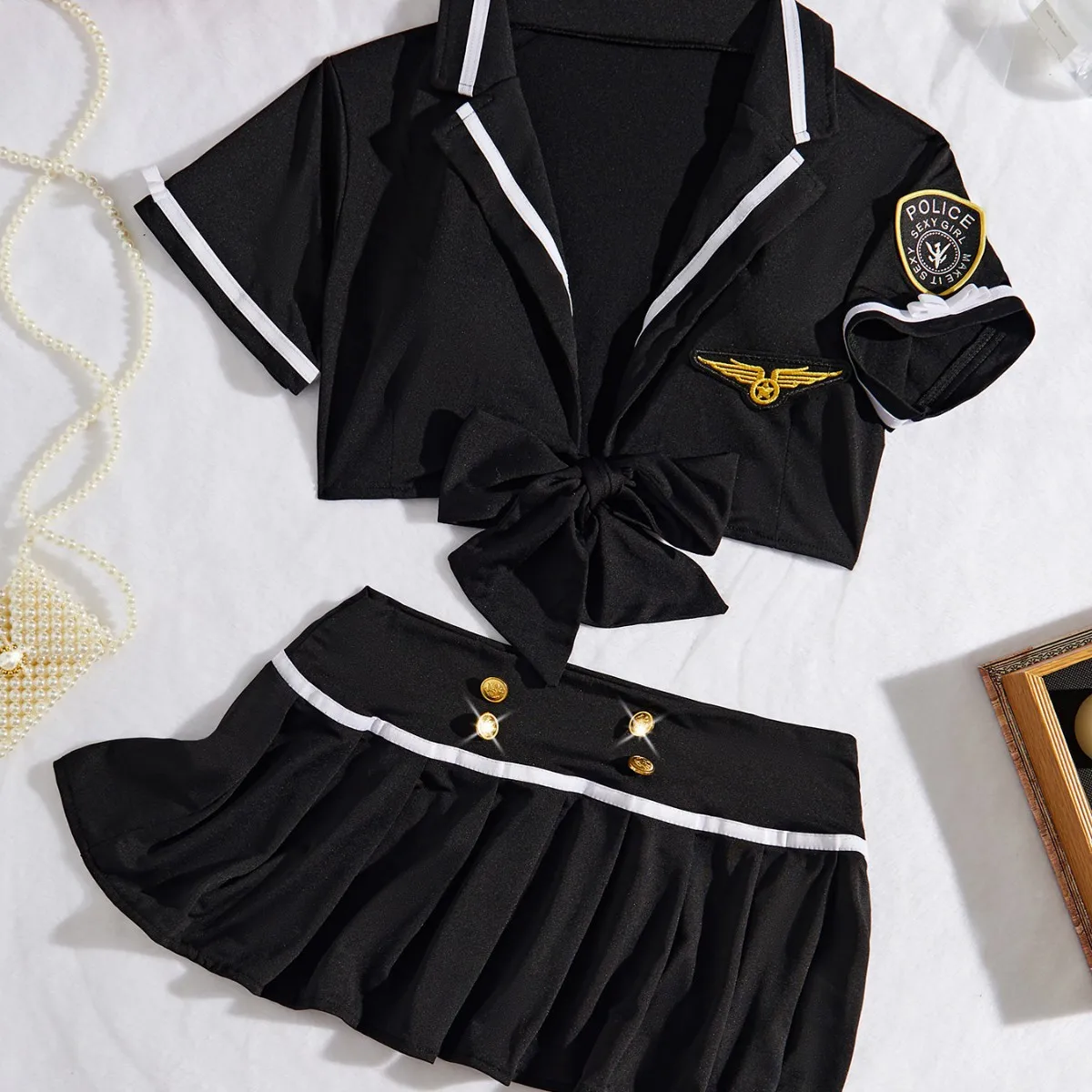 Cosplay Donna Lingerie sexy Abito da marinaio Costumi di scena Vita bassa Divide Studente Hostess Uniformi cosplay Discoteche Outfit