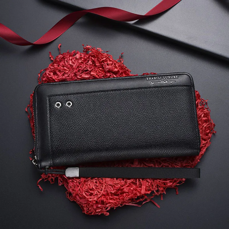 PU Leather Wallet Men's Large Capacity Wallets Zipper Clutch card holder Wallets Balck Short Purse for Male carteras de mujer