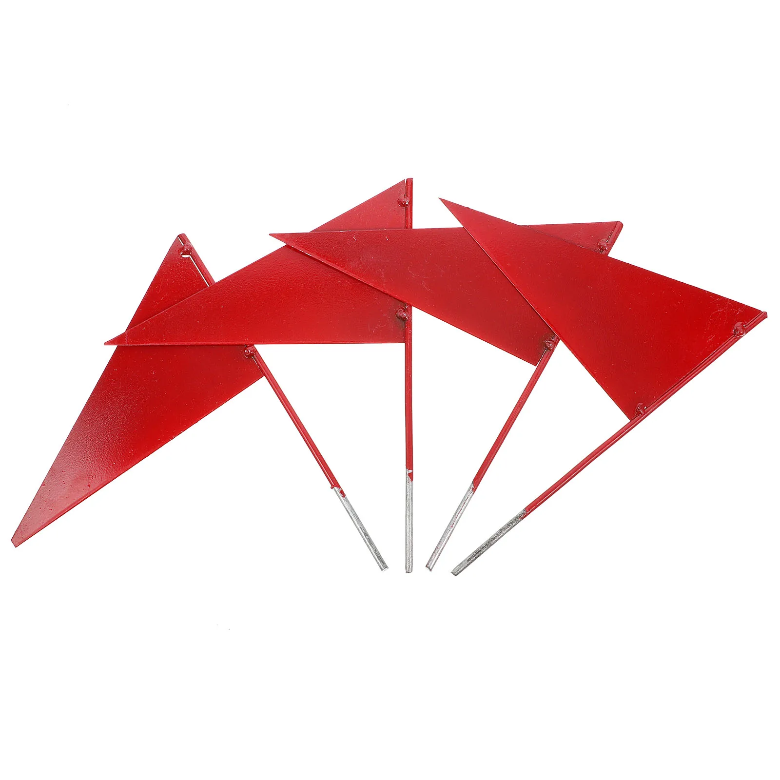 

4 pcs Triangle Flags for School Sports Competition Durable Iron Stick Bright Color Shot Put Distance Jump Reusable