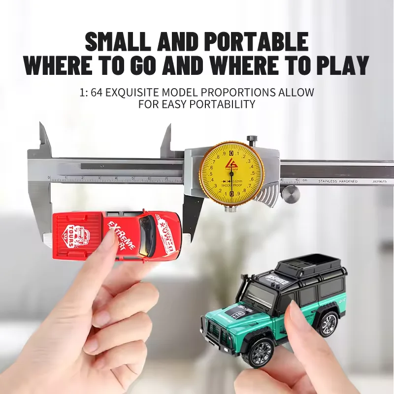 1:64 Mini High Alloy RC Car 2.4G Rechargeable Remote Control Off-Road Vehicle with Trailer Adjustable Speed Simulation Model Toy
