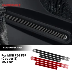 For Mini S F66 F67 2024 2025 Car Door Decorative Strips Interior Sticker Real Soft Carbon Fiber Panel LHD RHD