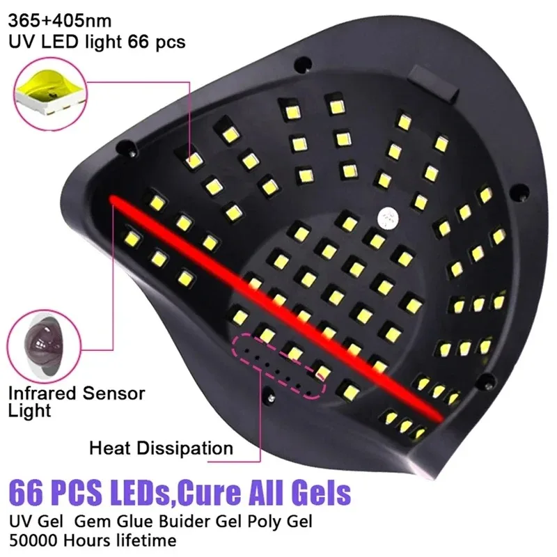 66LEDS Professionelle Nageltrocknungslampe für Maniküre, Nägel, Gel-Nagellack-Trocknungsmaschine mit automatischem Sensor, UV-LED-Nagellampe
