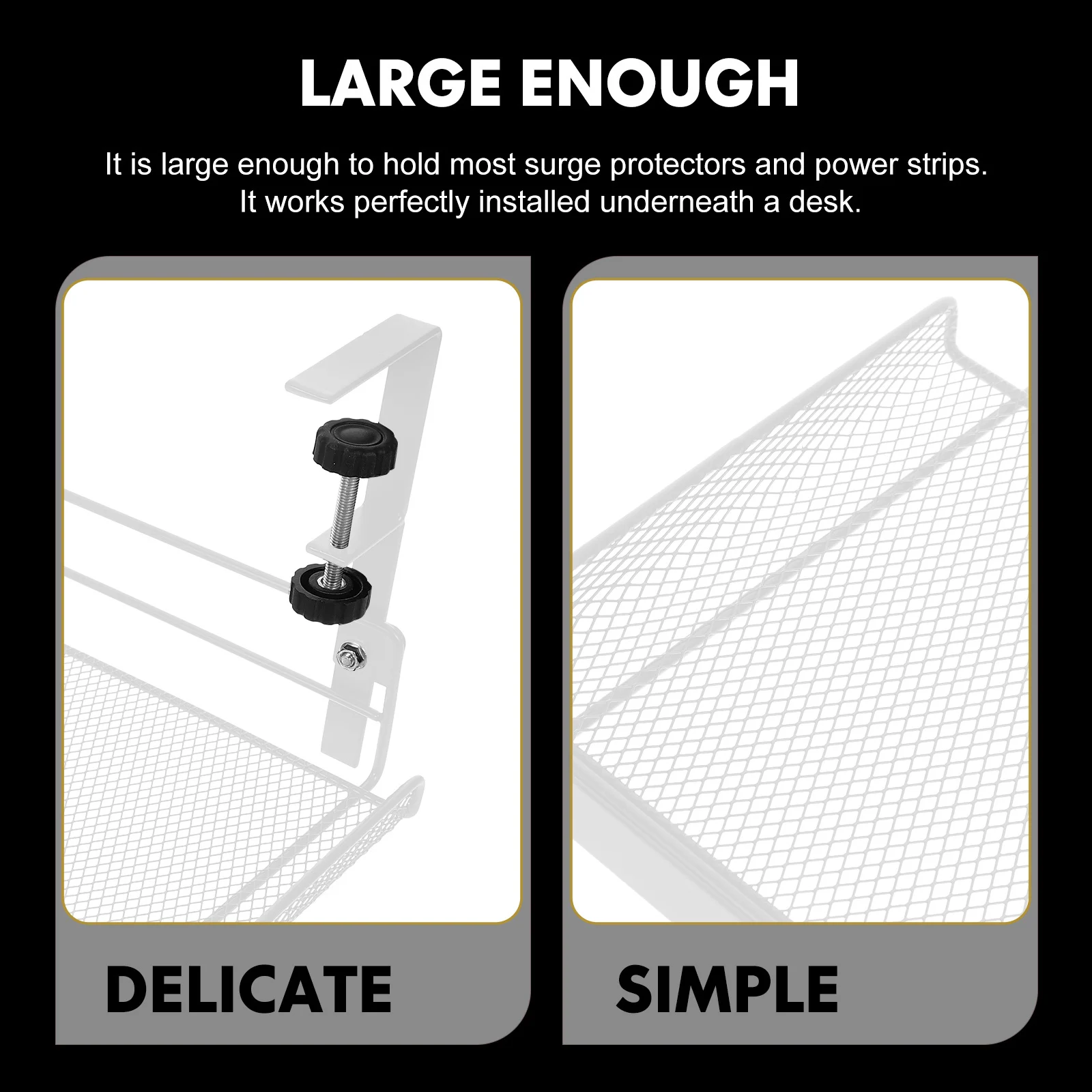 

Under Desk Storage Basket Organizer Adjustable For Office Dorm Bathroom Use Under Shelf File Holder Metal Storage Solution