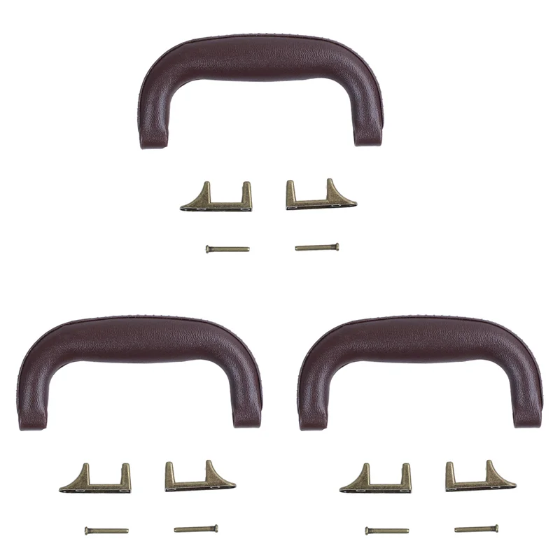 ABVL-3X Brown Leather Guitar Musical Instrument Box Luggage Toolbox Trolley Case Handle