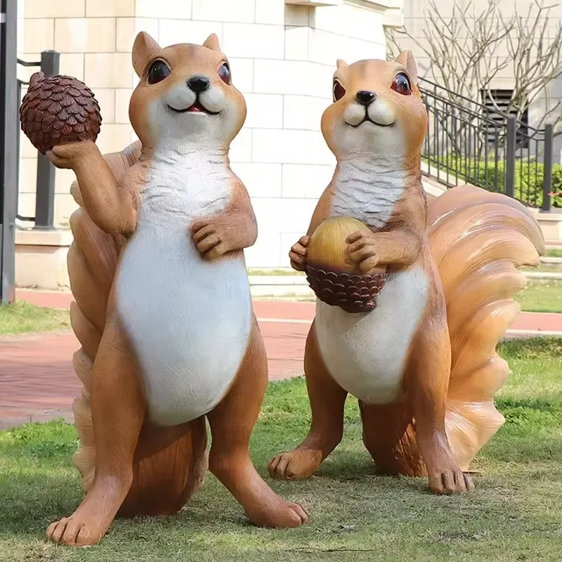 Cute Cartoon Squirrel Statue Artificial Animal Sculpture for Garden Park Decoration Custom Design Ornament from Guangzhou