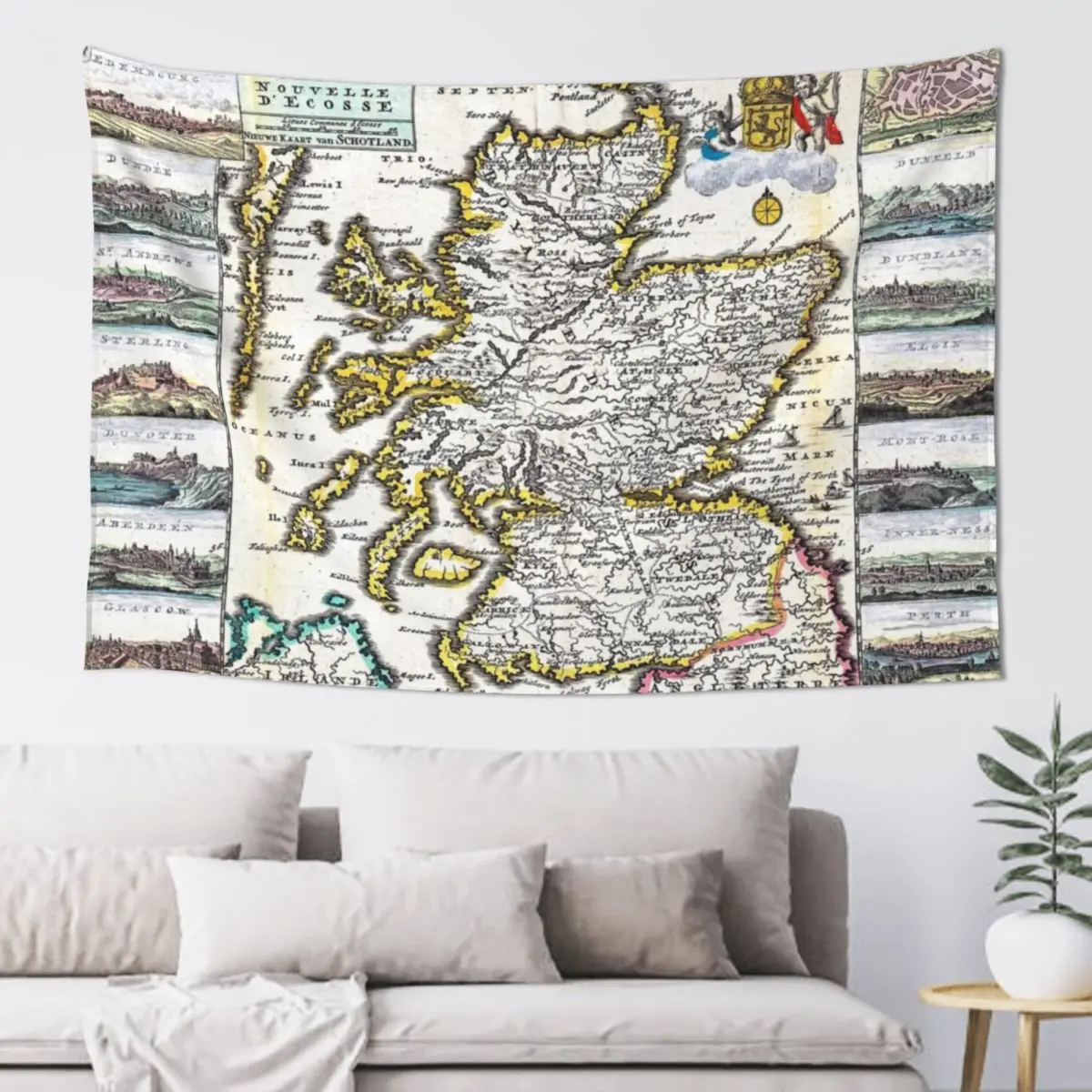 Map of Scotland - Geographicus Ecosse ratelband - 1747 Tapestry Home And Comfort Decor Wall Carpet Tapestry