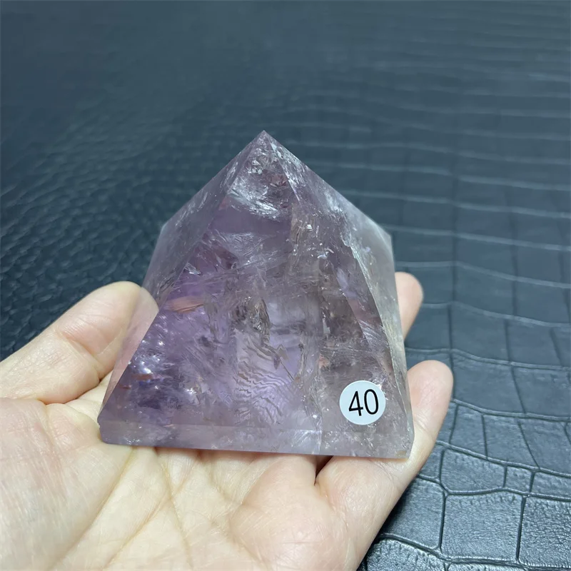 Natural Amethyst Pyramid Crystal Energy Tower Reiki Mineral Pyramid Gemstone