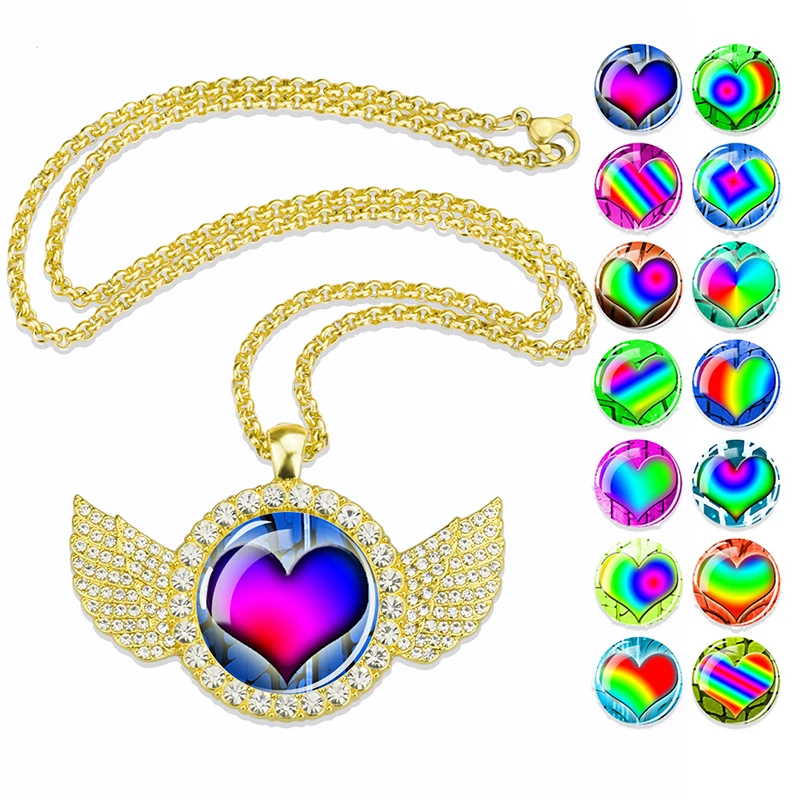 Модное Радужное ожерелье Esspoc, Очаровательные Кристаллы, крылья ангела, кулон, ожерелья для женщин и мужчин, подарки на день рождения вечерние ювелирные изделия, аксессуары
