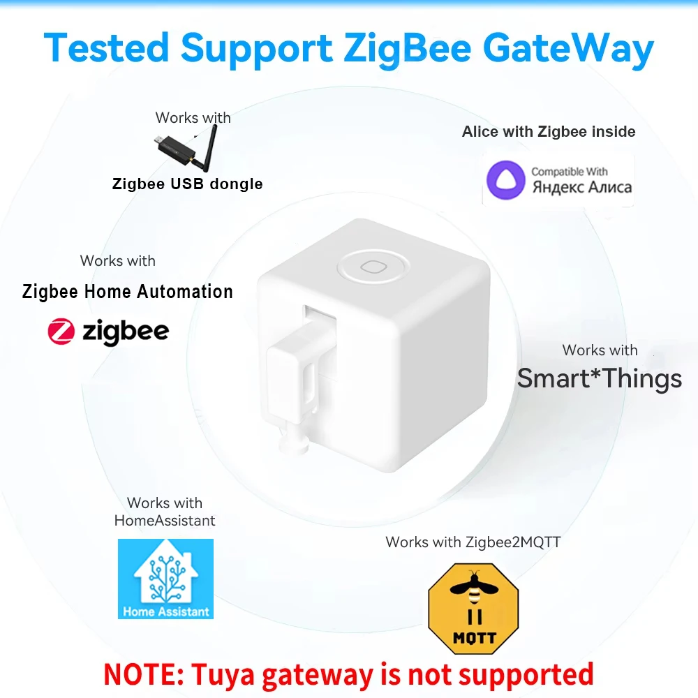 Zigbee Smart Fingerbot Plus Switch Button Pusher Touch Arms Fingerbot Zigbee Hub Required Works with Home Assistant Yandex Alice