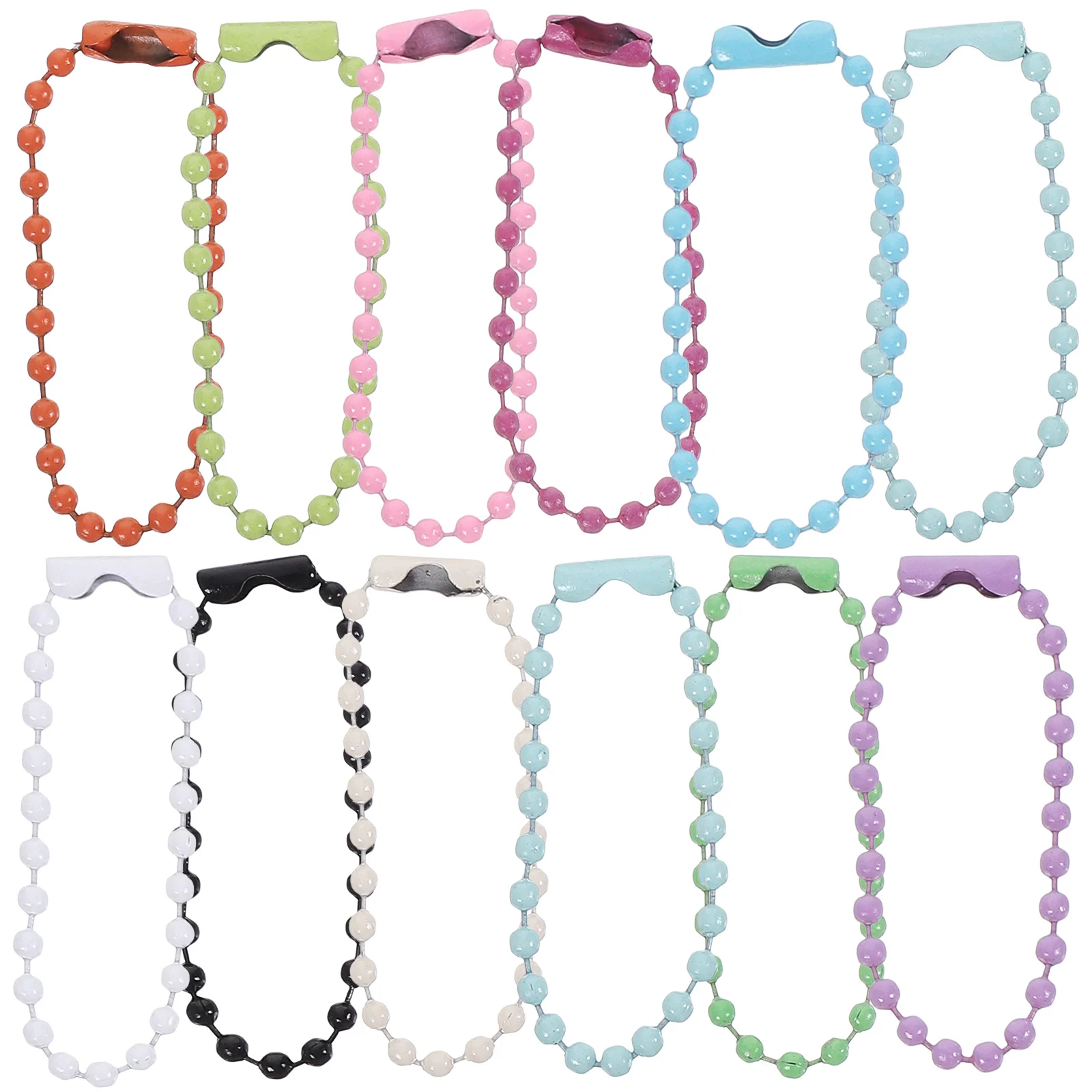 200 Pcs Colorful Bead Chain Painted Iron Wave Tag Key Keychain Jewelry Ball Beading Chains Label Roller Colored Labels