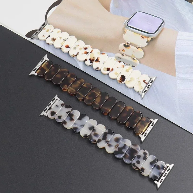 Resin Strap for Apple Watch Band 38 45mm 46mm 40mm 41mm 42mm 44mm 49mm Elastic Adjustable Bracelet for iWatch 10 9 8 7 6 5 4 se