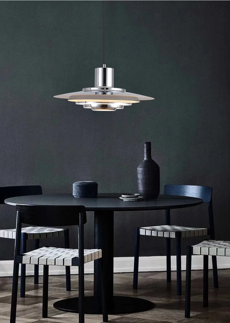 White Silver Aluminium E27 Pendant Lights
