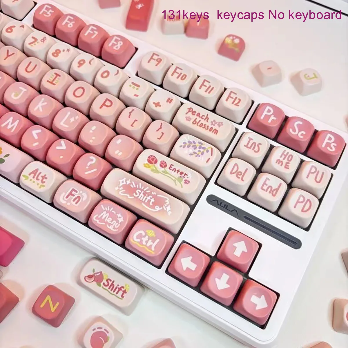 Imagem -06 - Pink Pbt Keycaps para Meninas Teclado Mecânico Perfil Cereja 61 87 96 98 104 108 Bonito Menina Rosa