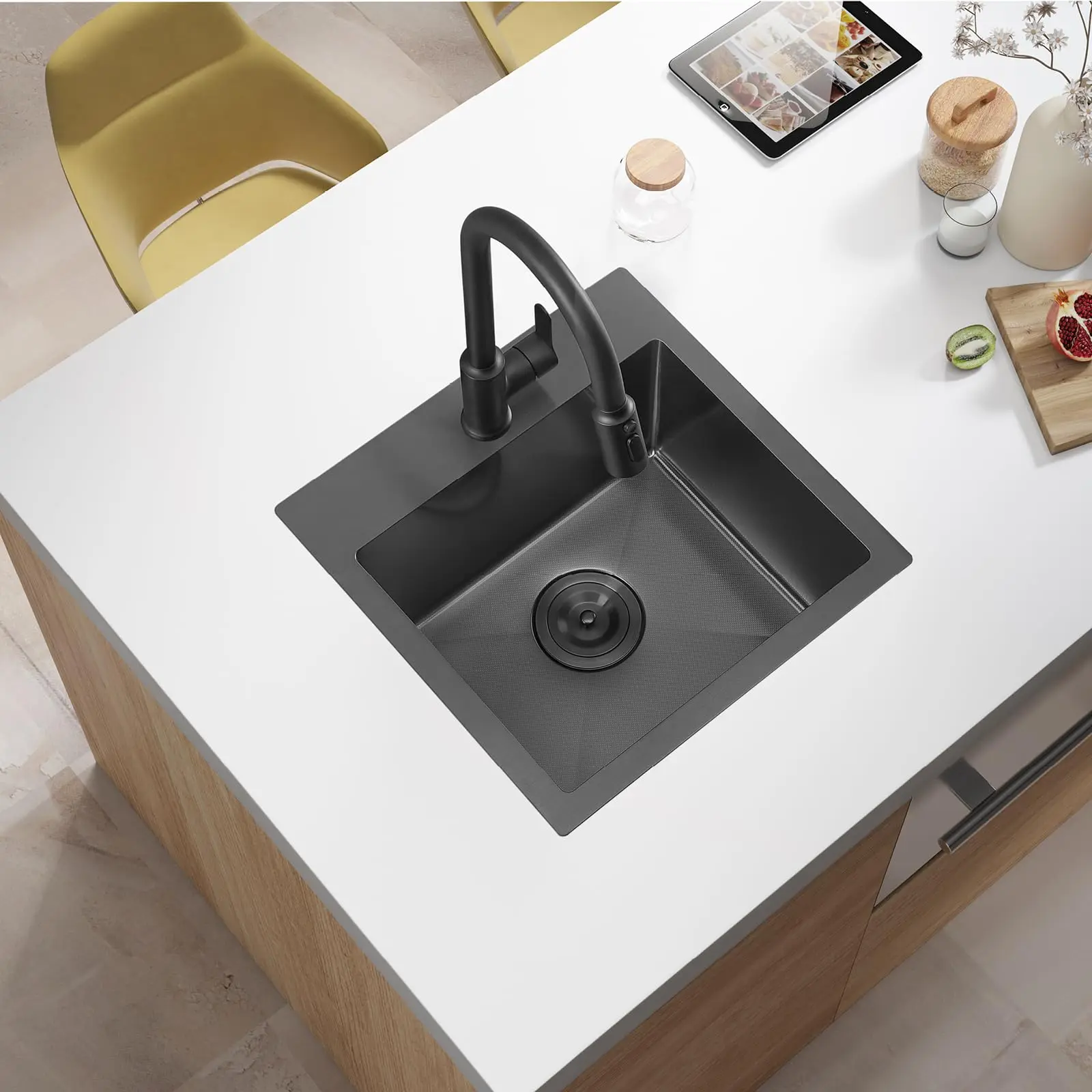 18 Inch Black Drop in Bar sink