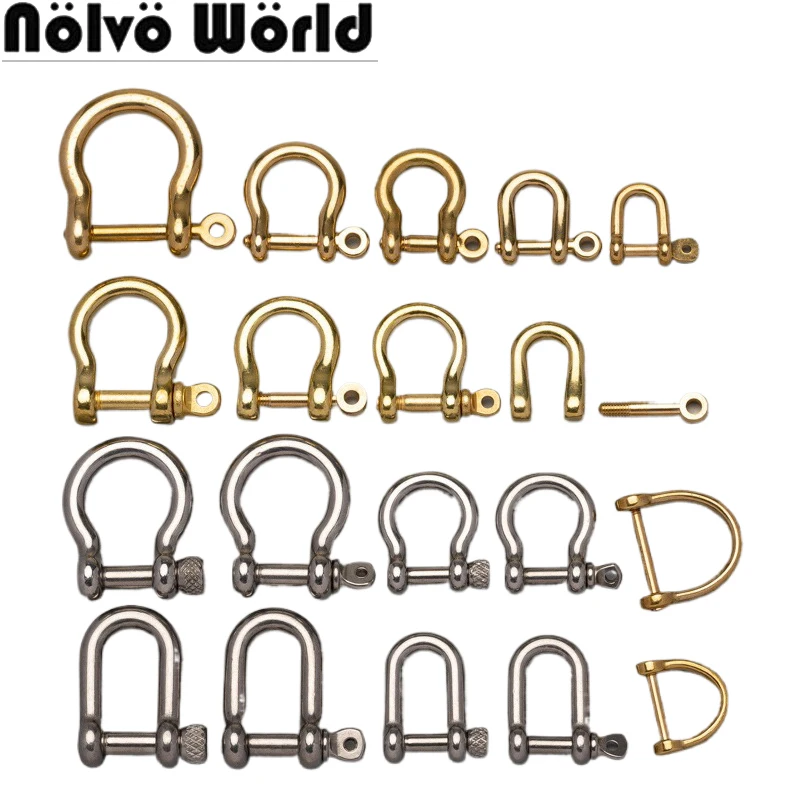 Stainless Steel Solid Brass Europe/Japan Style Metal Shackle Horseshoe Buckle With Screw For Bags Handbag Snap Ring Accessories