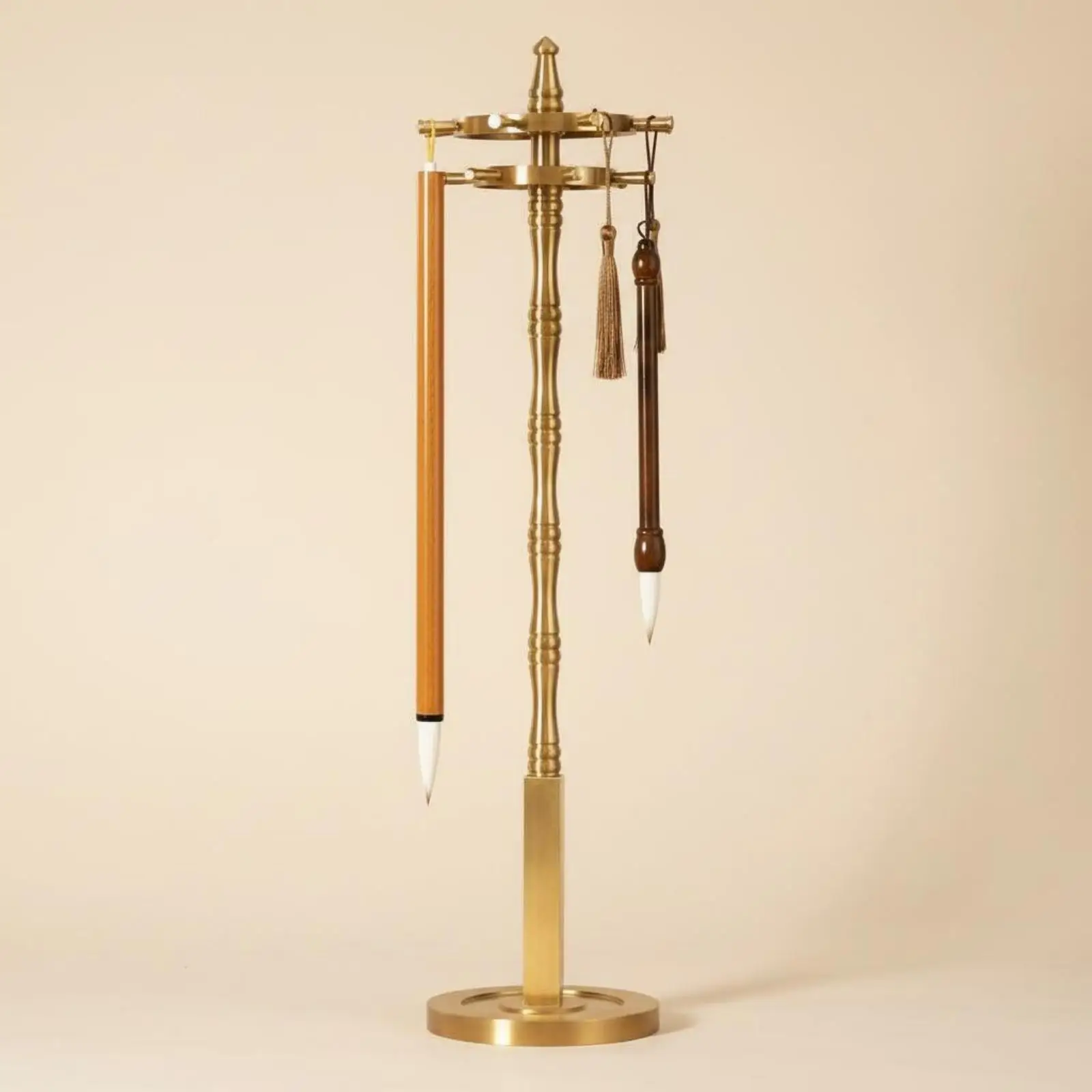 Brass Pen Holder Rotating Brush Rack Desk Organizer for Writing Painting Art Studio Supplies Antique Brass Hook Style