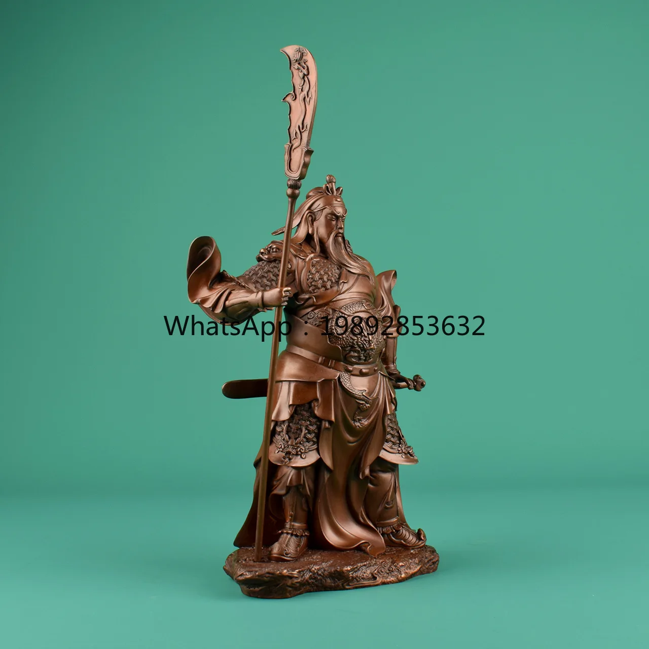 LYY Red Copper Standing Knife Guan Gong Figurine Guan Er Ye Statue Guan Yu Craft Home Entrance Office Decoration Front Desk