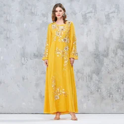 Customized Golden Evening Dresses Arabic Prom Party Gown Long Sleeves Middle East Lace Applique Wedding Guest Gowns Ankle Length