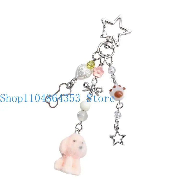 652F Flocking Korean Couple Dog Phone Chain Keychain Pendant Accessory