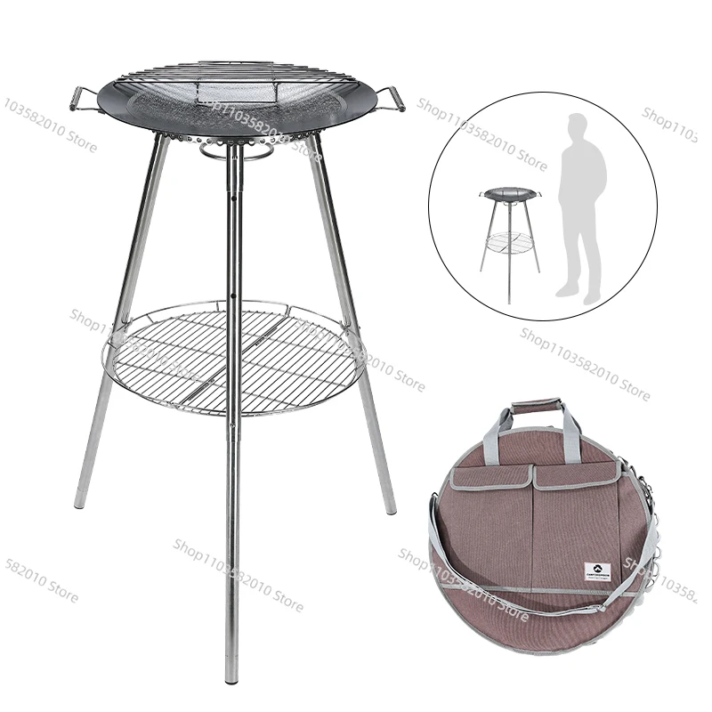 Outdoor stainless steel grill Folding outdoor grill Cast iron frying pan