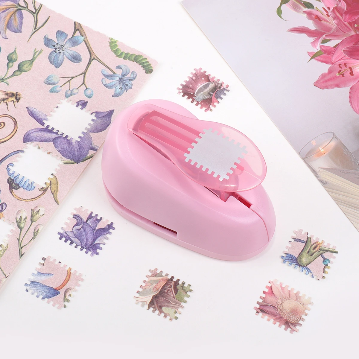 Portable Lever Action Stamp Embosser, Rectangular Postage Scrapbooking Hole Puncher for DIY Crafting,Handmade Scrapbook Supplies