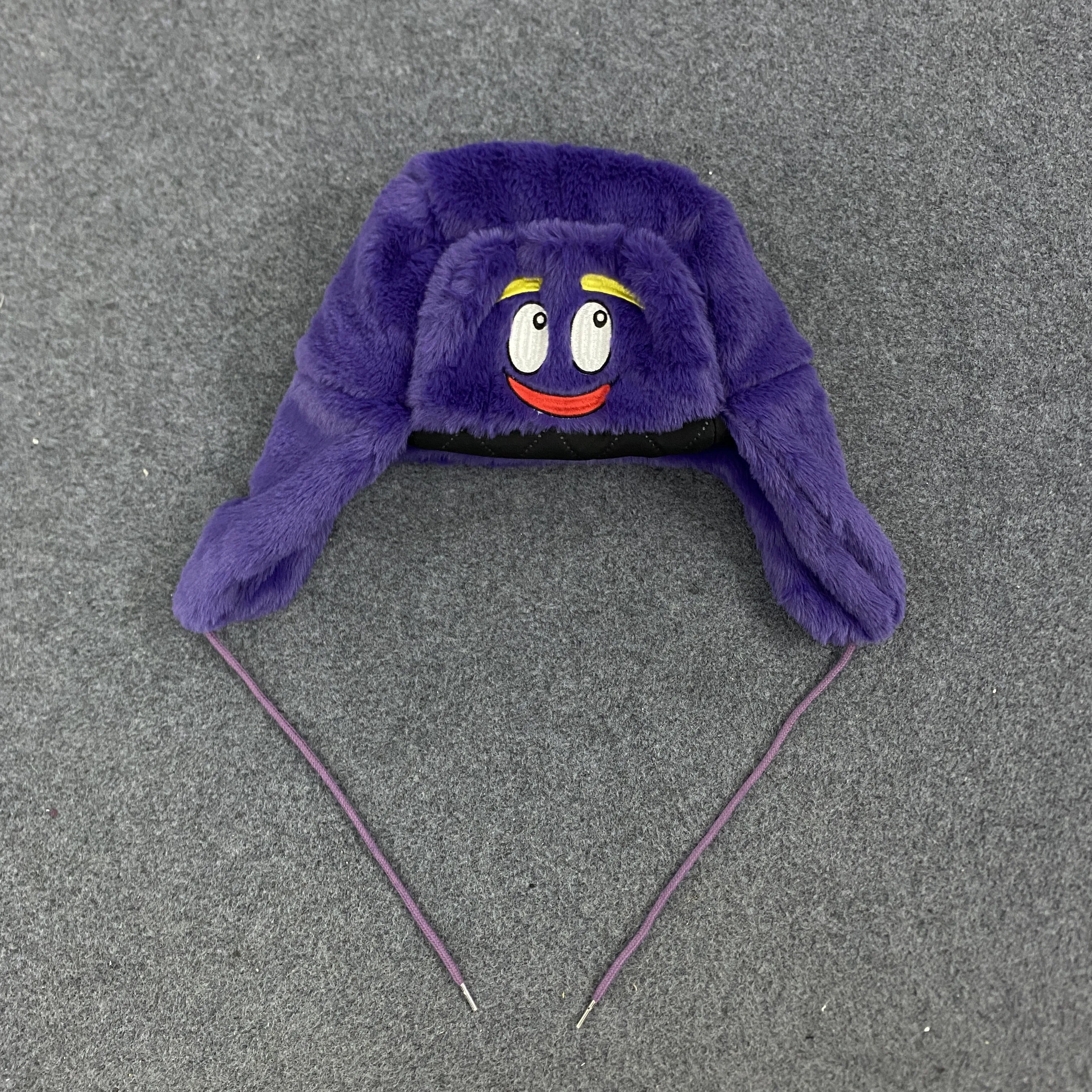 New autumn and winter unisex cartoon plush hat for warmth, ear protection, Lei Feng hat, subculture, street fashion accessories