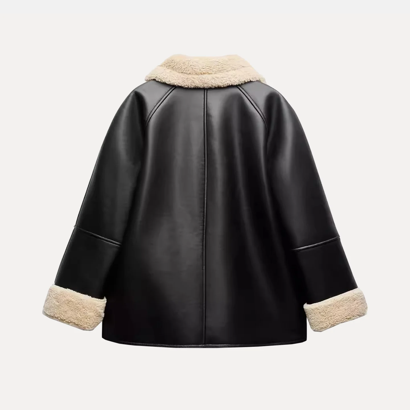 Elegancki, casualowy płaszcz ze skóry naturalnej z futrem, jesień 2025, damski, premium, odzież wierzchnia, osobowość, dojazdy do pracy, szybki.