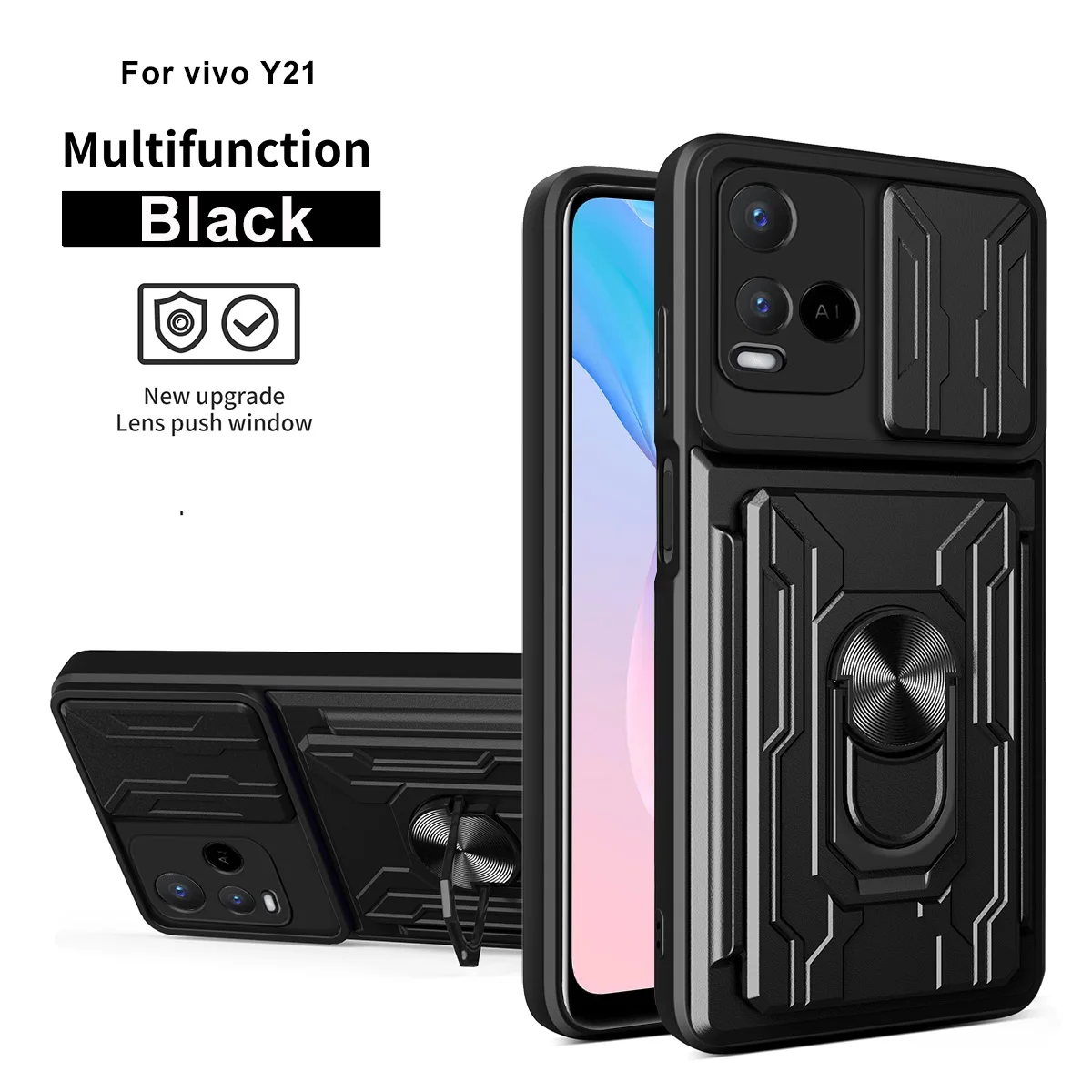 Shockproof Armor Phone Case For Vivo V21 V23E X80 V25 V27 Pro V29 4G 5G Car Magnetic Holder Ring Protect Cover For