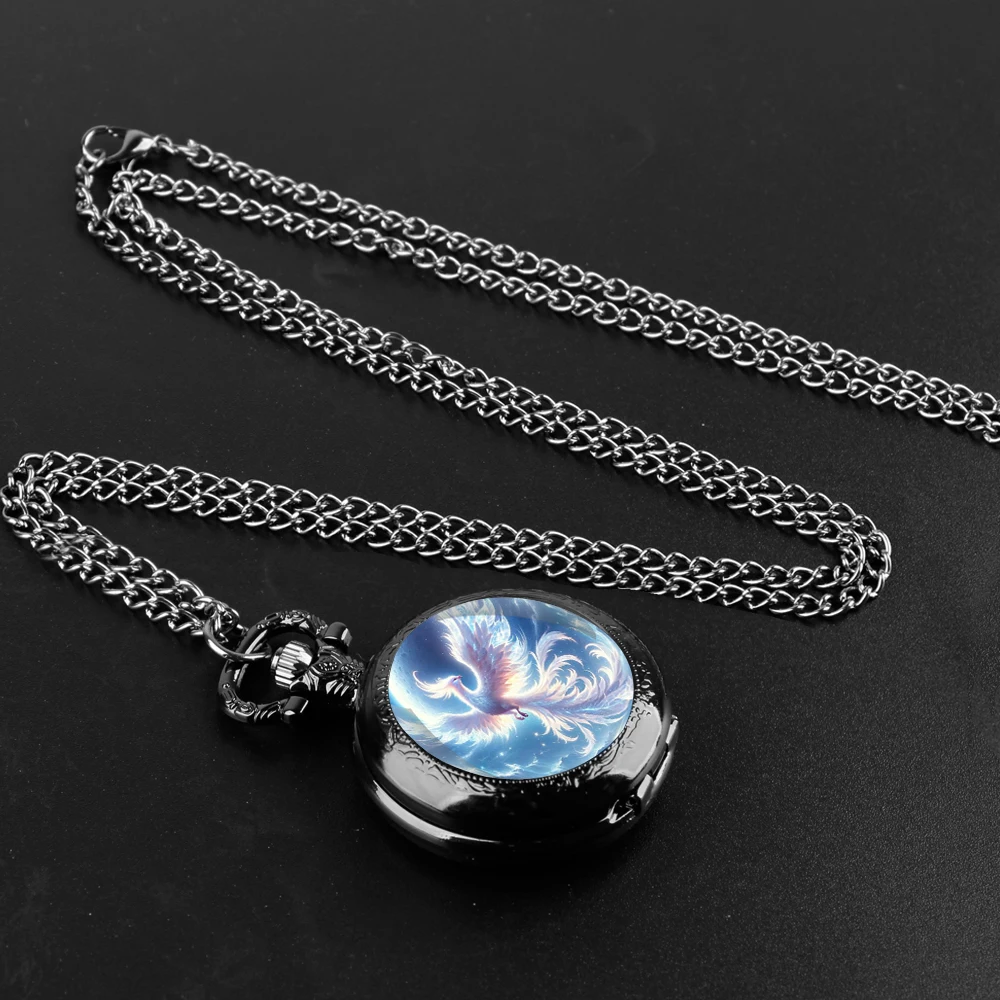 Vintage Creative phoenix Design Quartz Pocket Watches for Women Gilrs Watch Unique Pendant FOB Clock Necklace Jewelry Gifts