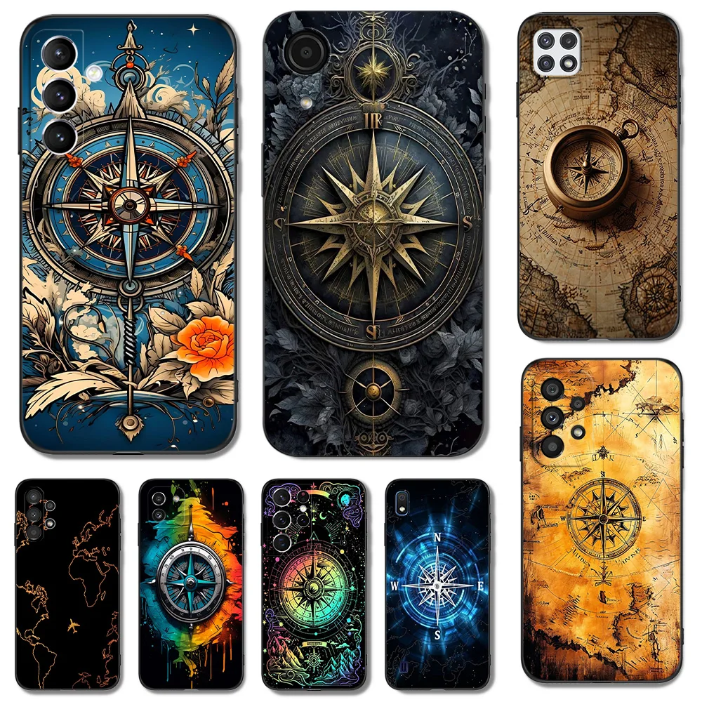 Black tpu Case For Samsung galaxy S24 S23 S22 S20 S21 FE PLUS ultra+S10 E lite cover Compass