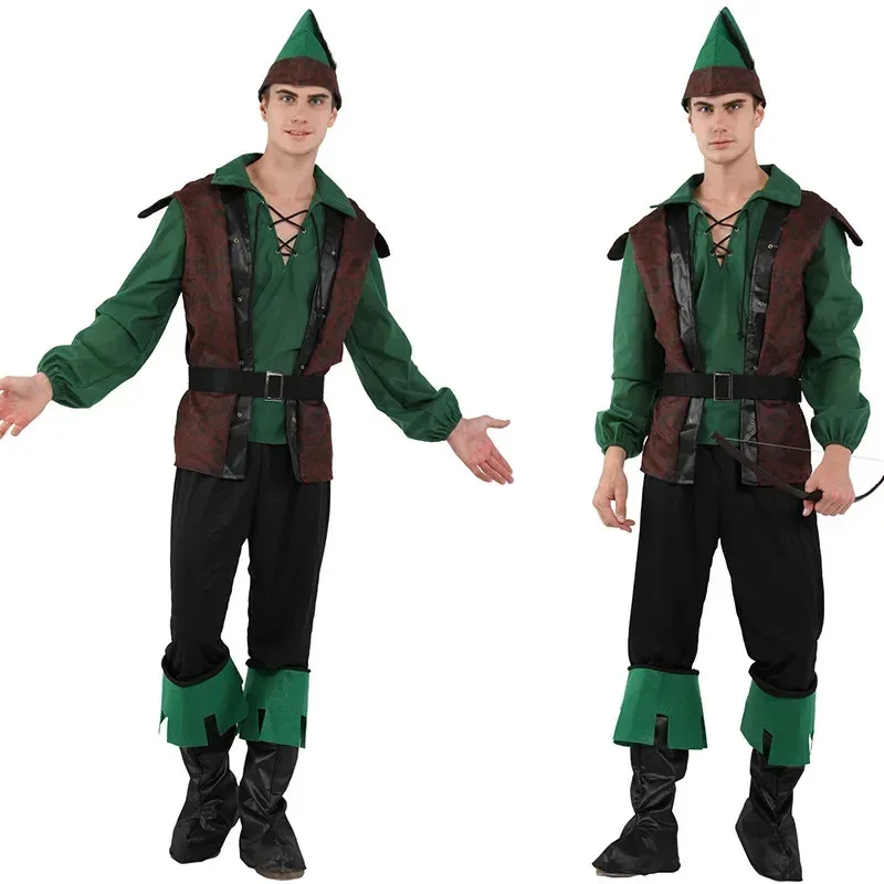 

Robin Hood Costumes Peasant Farmer Knight Cosplay Hunter Archer Role Play Carnival Purim Parade Party Dress Halloween Men