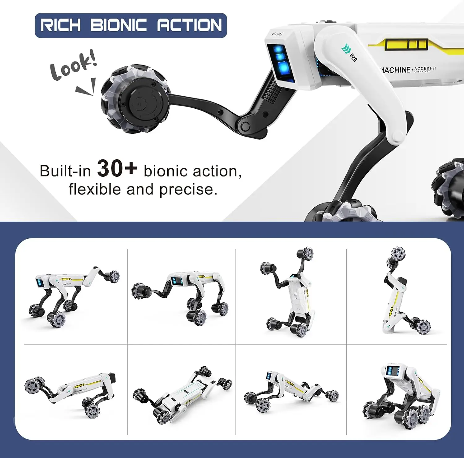 Intelligent remote control robot dog toy voice control programmable mechanical dog 30+bionic stunt action all terrain off-road f