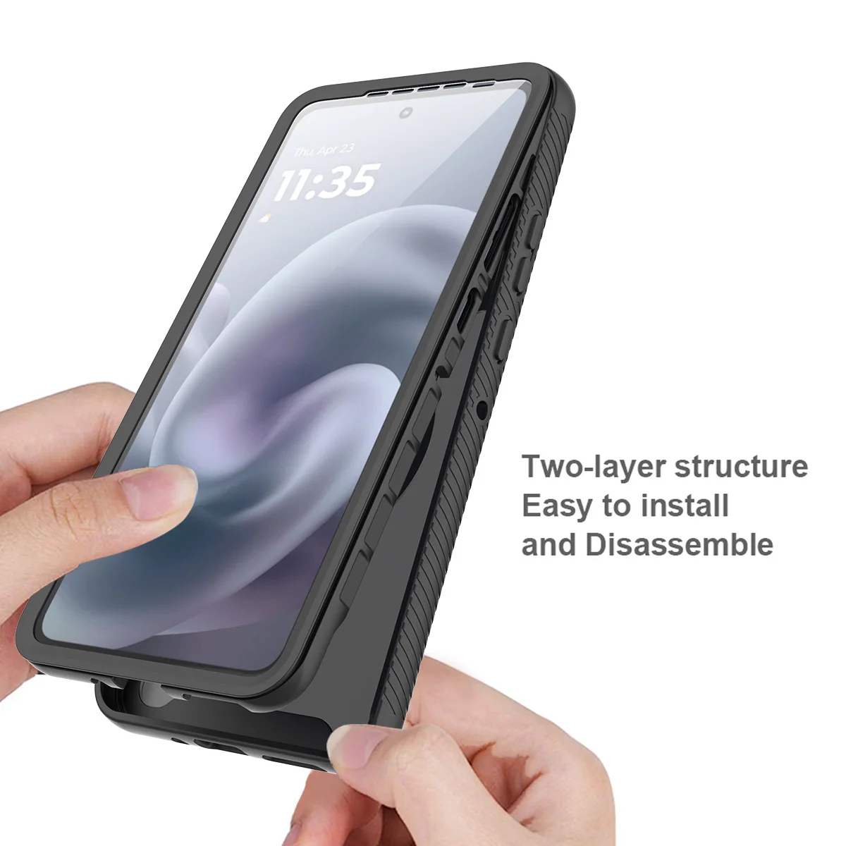 Ochronne szkło PET, odporne na wstrząsy, pancerne etui magnetyczne na telefon Motorola Moto G15 G35 G55 G06 G56 G86 Power, półprzezroczysta tylna obudowa — zdjęcie produktu 5