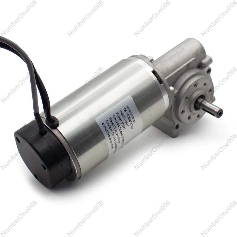 100W 24V DC Automatic Door Motor with Encoder, Worm Gear Reducer for Sliding Gate & Hotel Door System