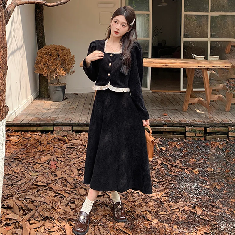 

Hepburn Xiaoxiang Style Dress For Children In Early 2024 New Autumn And Winter Outfit, Salt Based Light Cooked College Set