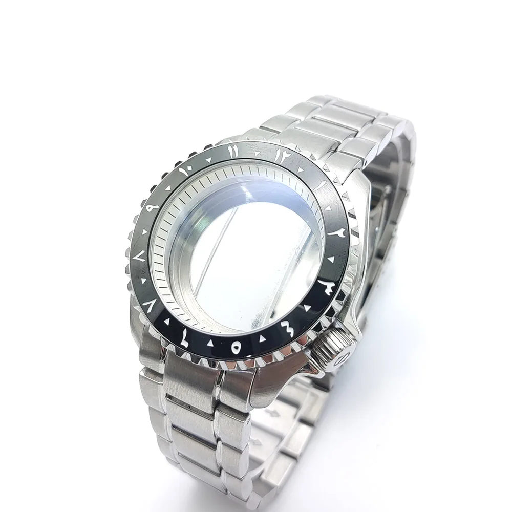 42mm Silver NH35 Watch Case Top Waterproof Sapphire Crysta For nh35 nh36 Automatic MovementSapphire Crystal Transparent Back