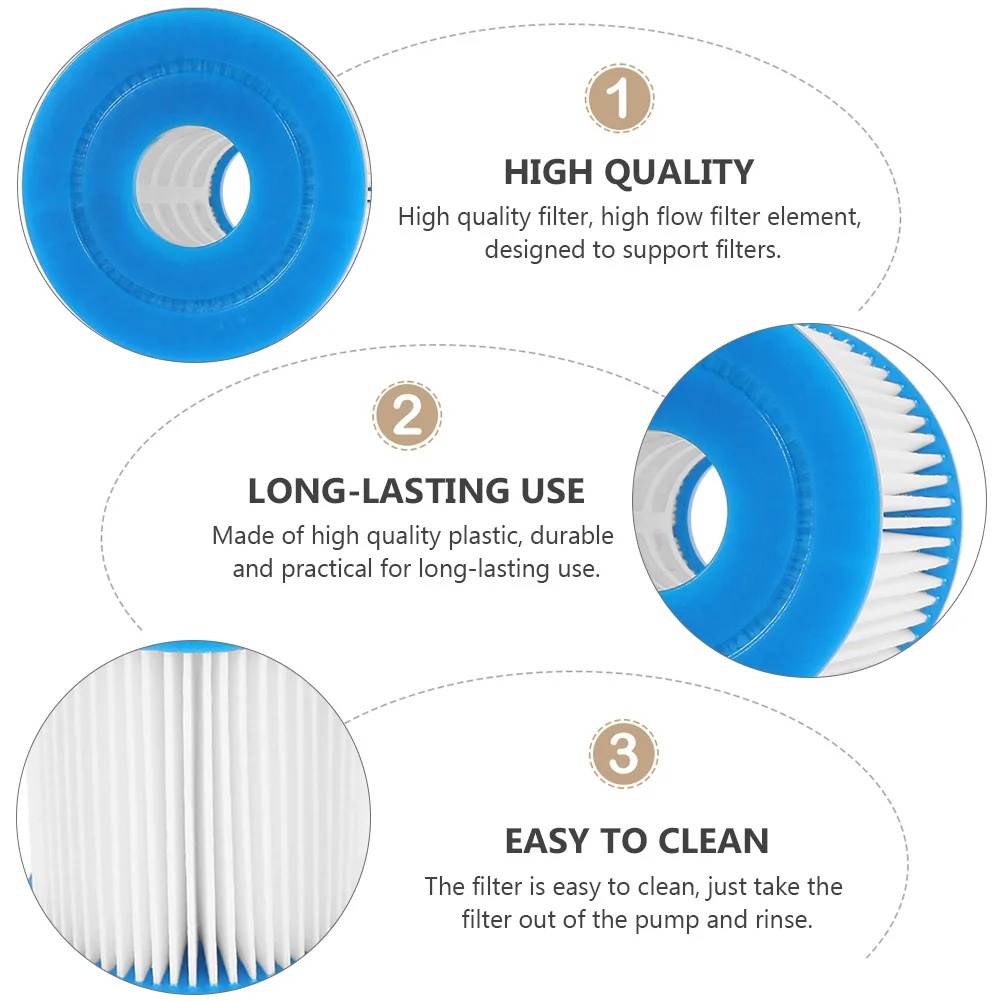 

4pcs Swimming Filter Replacement High Flow Plastic Element For Pool Cleaner Water Pump Durable Pool Strainer Filter Pump