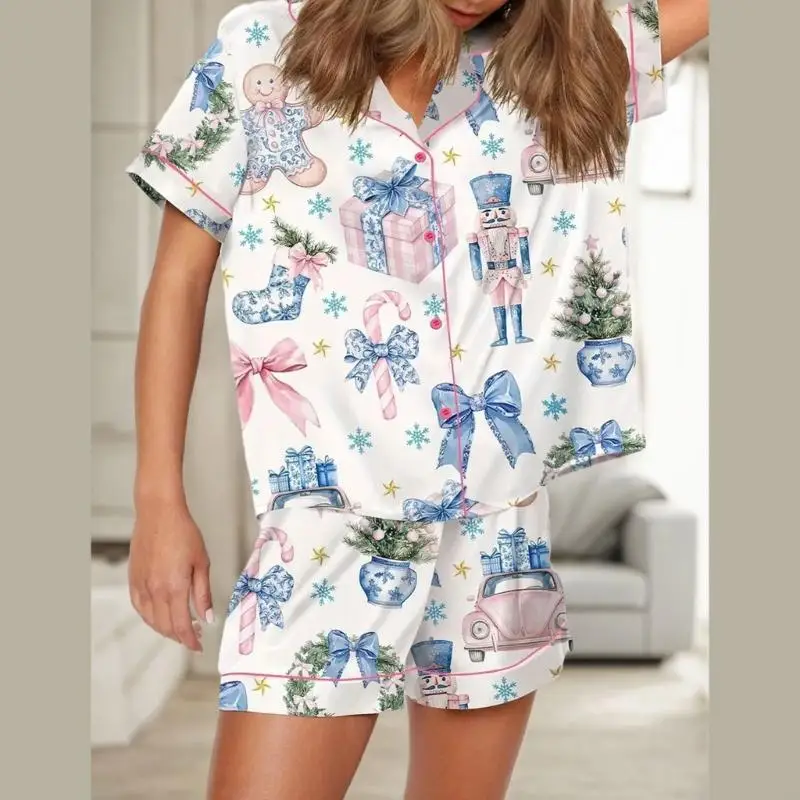 مجموعة من بيجاماس الحرير لأسفل 2 قطع الساتان بيجاما