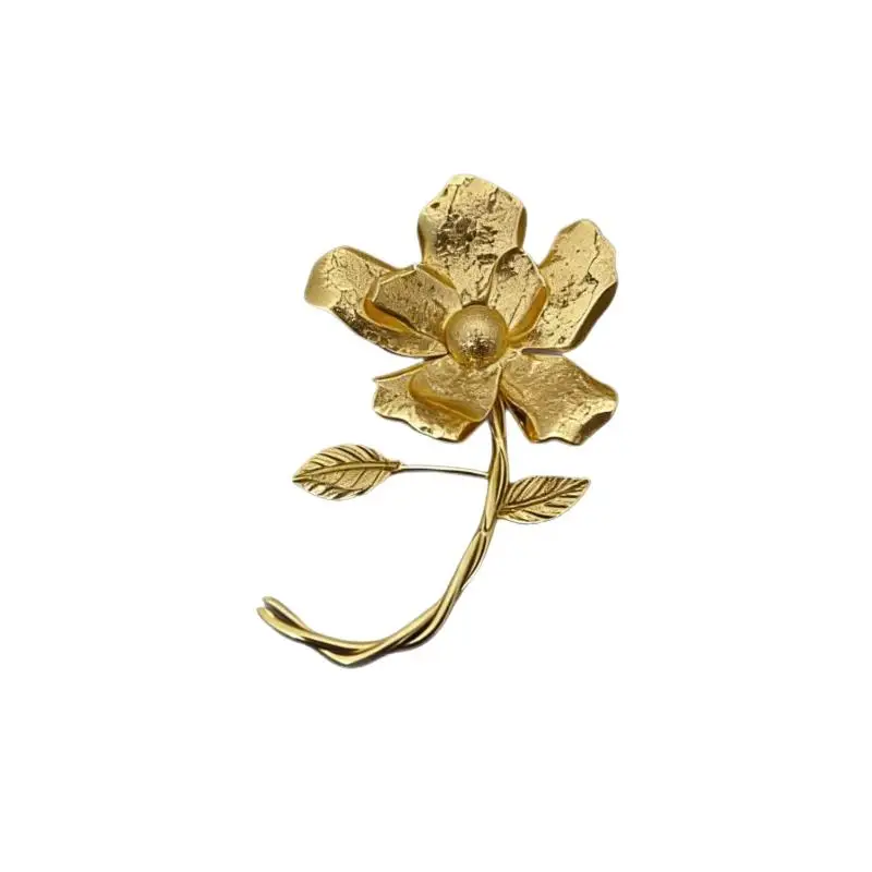 For Women Suit Coat Jewelry Vintage Gold Tone Oversized Brooch Bird High Heel Flower Statement Lapel Pin