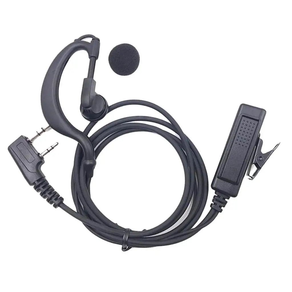 G Shape Two Pin Wired Earhook Headset Push to Talk Mic Earphone for Kenwood TK-220 TK-320 Baofeng -5RE Reliable Accessories