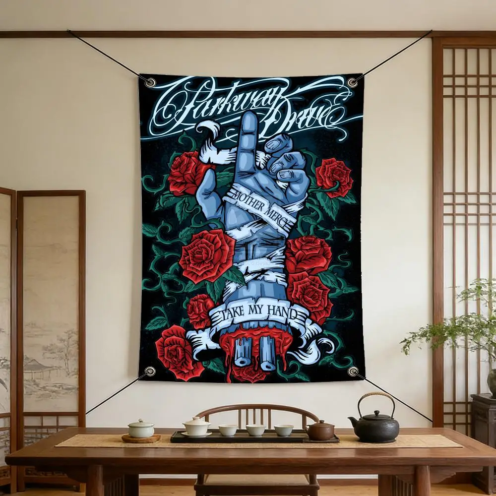 rock P-Parkway D-Drive Flags Warm Home Flag 4 Grommets Wrinkle Free Indoor Outdoor