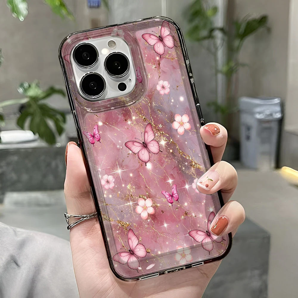 floral butterfly For iPhone 16 15 14 13 12 11 Pro Max Plus Phone Case 17 Air 16 Advanced Anti Fall Phone Case Cover