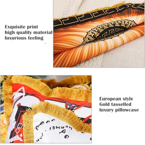 Gold Luxury Tassed Pillows Case Case, Transport Horse, Belting Tigers, Decorative Cushions Case, 2 Sides Print, Sofa, Bed, Sofa 10 main sales luxury embroidered pillows - №8