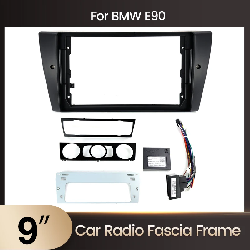 

9inch 2din Car Radio Fascia Frame Adaptor For BMW E90 3 Series E91 E92 E93 Car Multimedia Stereo Power Cord Dash Panel Trim Kit