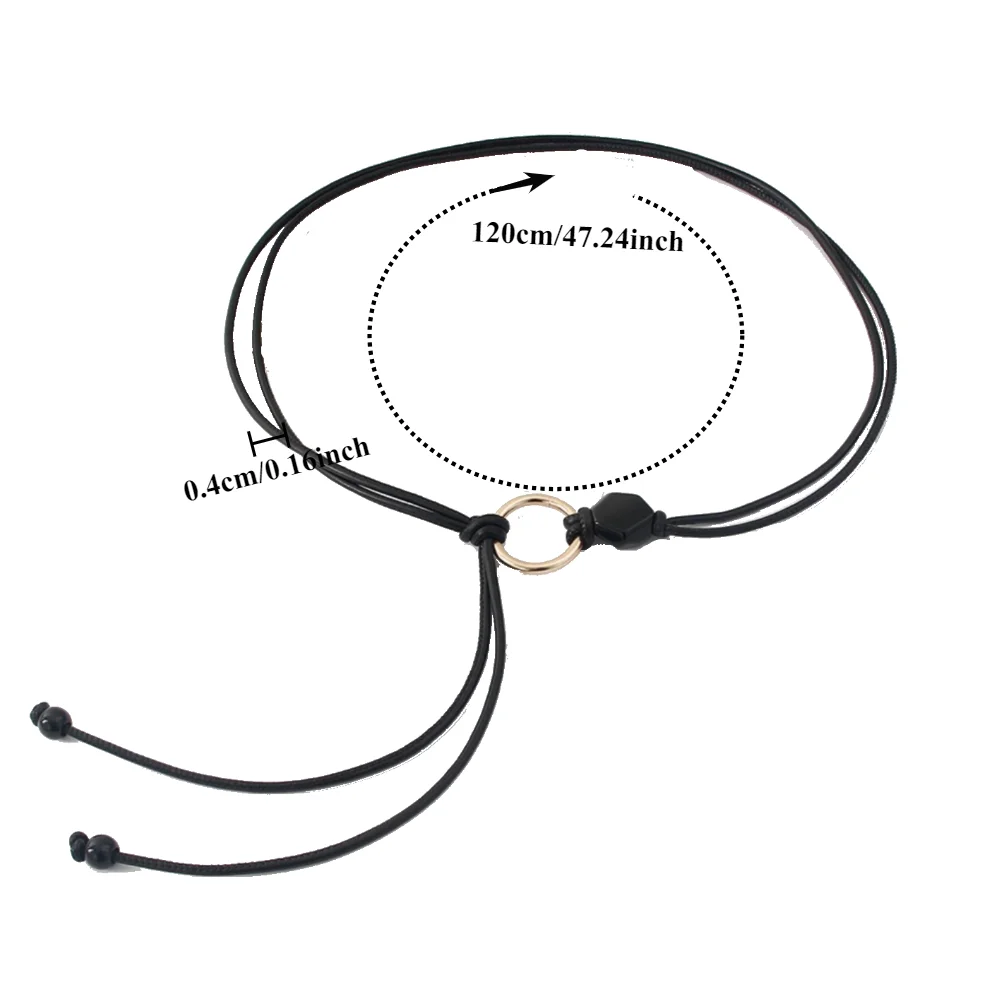 Fashionable Belt for Dresses with Decorative Circle Knot and Leather Cord Trendy Soft Long Unique Women's Slim Waist Cord