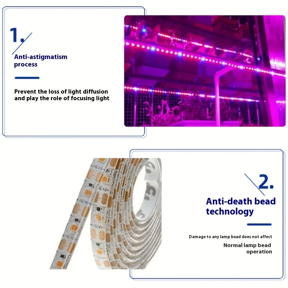 شريط إضاءة نمو النبات LED ، مصباح نمو النباتات كامل الطيف ، نباتات داخلية عصارة مائية الدفيئة البستنة مرنة G